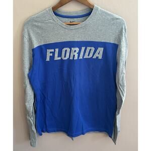 Nike Florida Gators Shirt Mens L Gray Blue Long Sleeve Spell Out UF Football